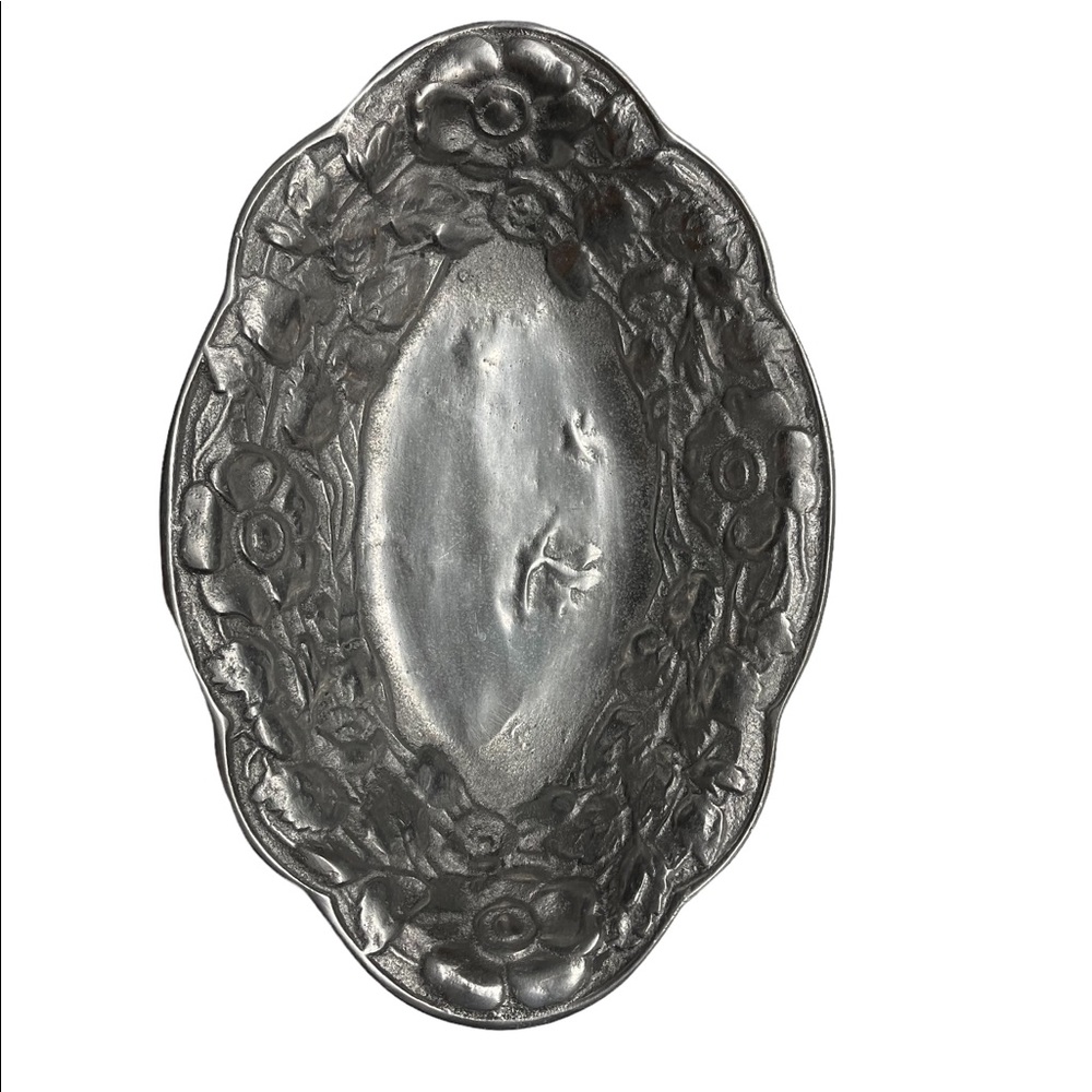 Vintage Decorative Oval Pewter Bowl